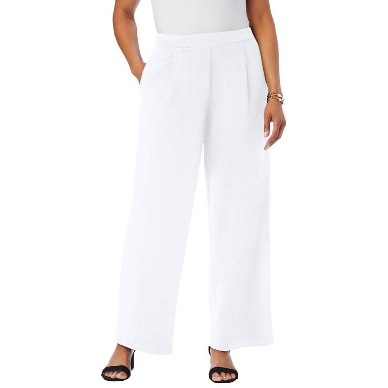 ジェシカロンドン レディース ボトムス カジュアルパンツ ワイドレッグ クレープラスサイズ ニット Jessica London Womens Plusize Stretch Knit Crepe Wide Leg Pant White ホワイト