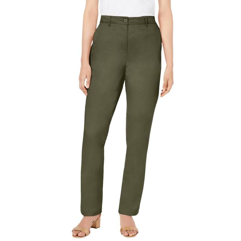 ジェシカロンドン レディース ボトムス カジュアルパンツ プラスサイズ プチ コットン Jessica London Womens Plusize Petite Stretch Cotton Chino StraightLeg Pant Dark Olive