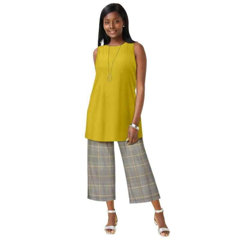 ジェシカロンドン レディース トップス Tシャツ プラスサイズ ニット Jessica London Womens Plusize Stretch Knitunic Tank Golden Citrus