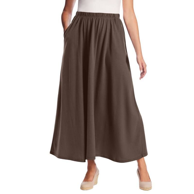 ウーマン ウィズイン レディース ボトムスカート プラスサイズ マキシ Woman Within Plusize 7Day Maxi Skirt Chocolate チョコレート