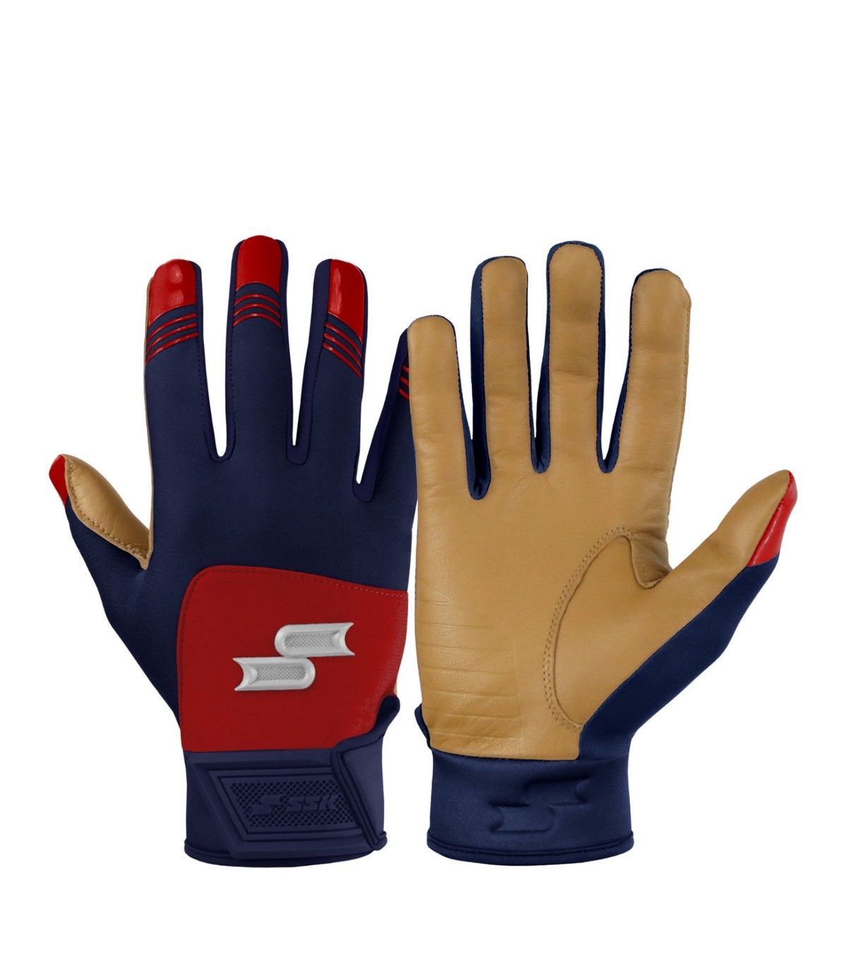 SSK USA 限定モデル バッティンググローブ 両手用 野球 高グリップ仕様　NAVY/RED