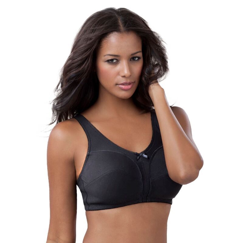 コンフォート チョイス レディース アンダーウェア ブラジャー プラスサイズ コットン Comfort Choice Womens Plusize Cotton BackClose Wireless Bra Black ブラック