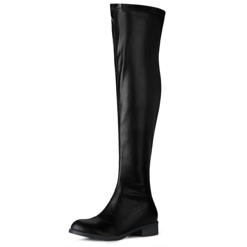 アレグラ ケー レディース シューズ ブーツ・レインブーツ ヒール ALLEGRA K Womens Thigh Boots Low Block Heel Fashion Over the Knee High Boots Black ブラック