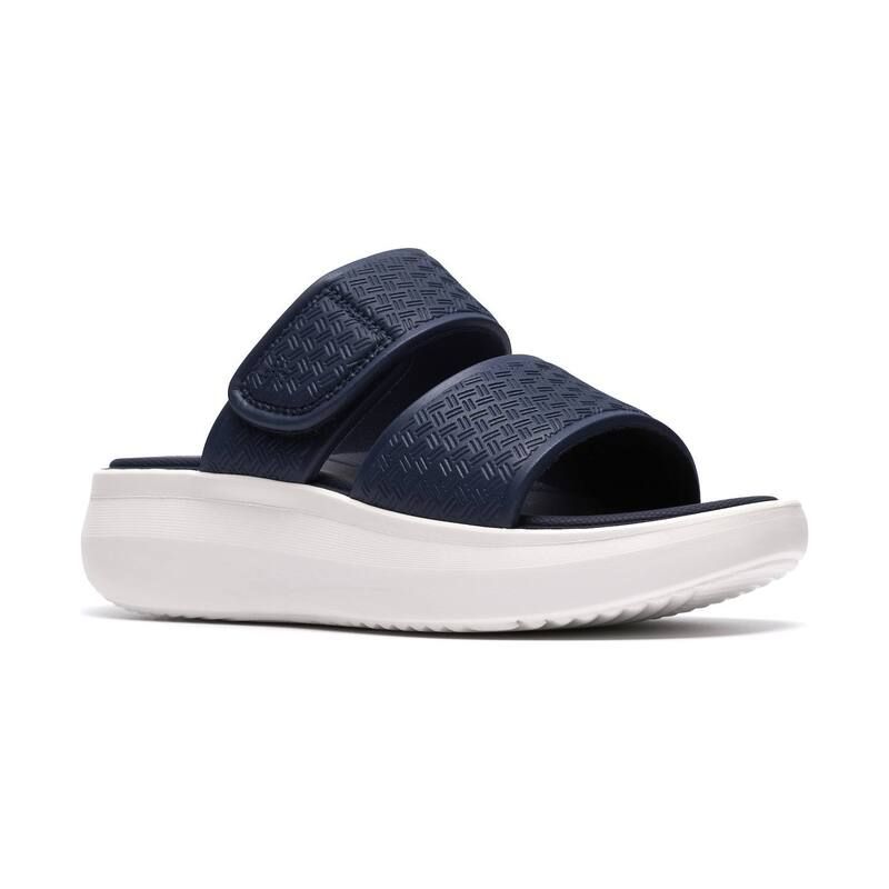 クラークス レディース シューズ サンダル Clarks Cloudsteppersolevana Star Womens Wedge Sandals Navy ネイビー