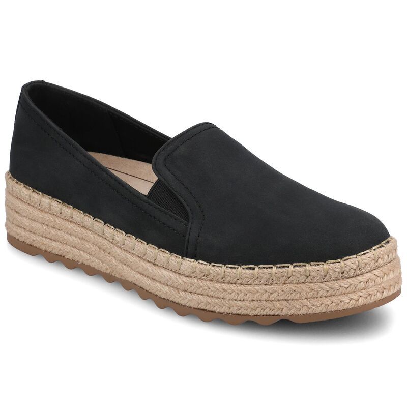 ジャーニー レディース シューズ サンダル Journee Catalina WomenslipOn Round Toespadrille Shoes Black Nubuck ブラック
