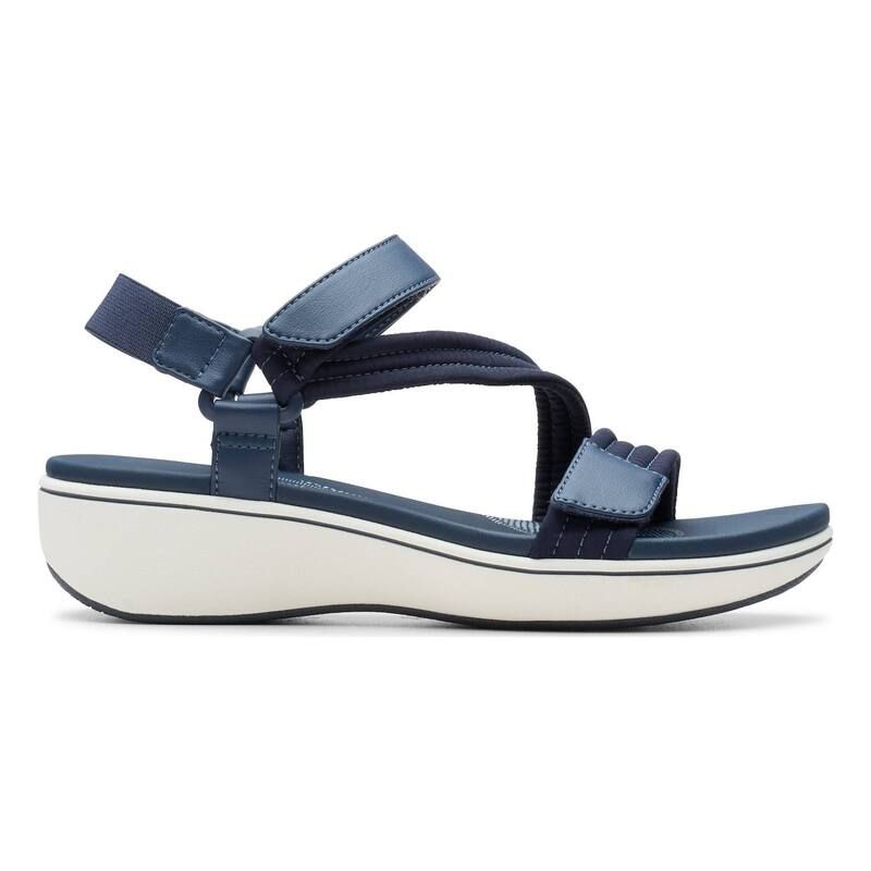クラークス レディース シューズ サンダル Clarks Cloudsteppers BreezeRae Sun Womens Cushioned Slingback Sandals Navy Textile ネイビー