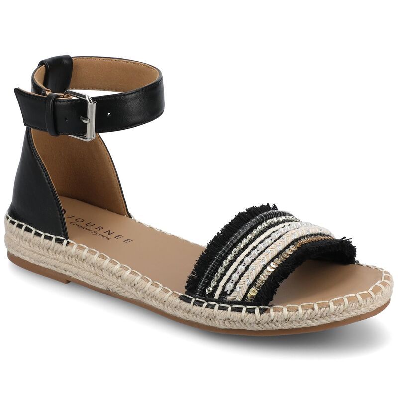 ジャーニー レディース シューズ サンダル Tシャツ アンクル Journee Womens Tristeen Ankle Strap Wedgespadrille Sandals Black Beading ブラック 15,736円
