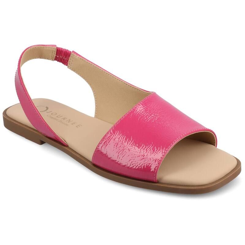 ジャーニー レディース シューズ サンダル Journee Brinsley Slingback Croco Texture Womens Flat Sandals Hot Pink ピンク