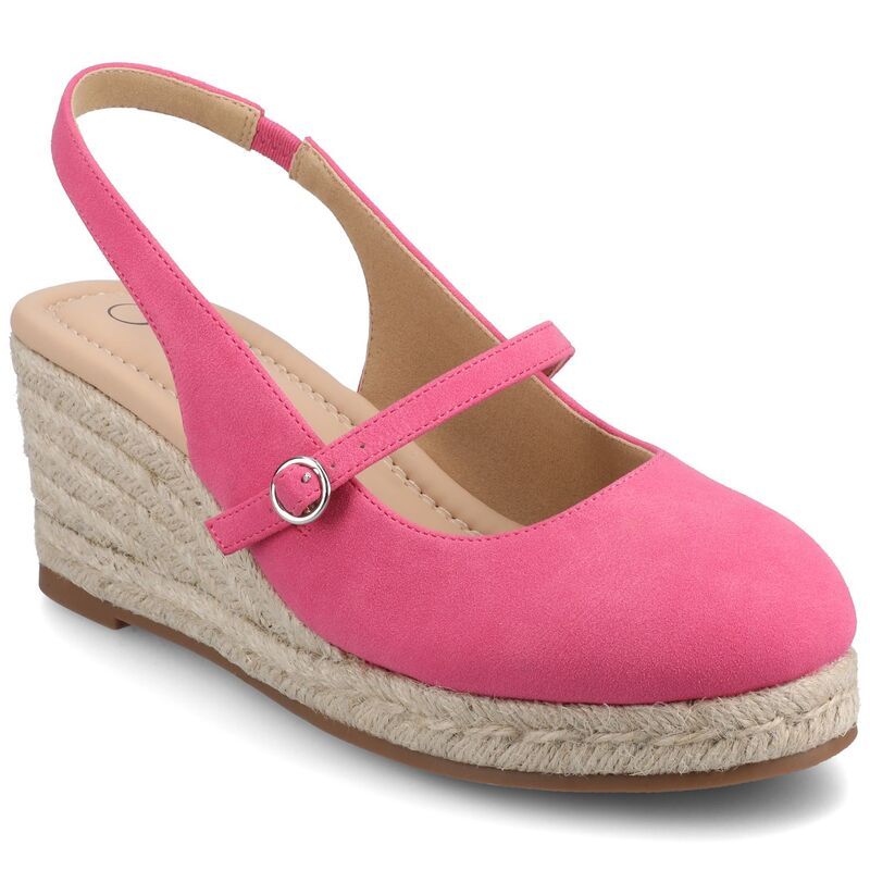 ジャーニー レディース シューズ サンダル アンクル Journee Asmyna Wedge Ankle Strap Round Toe Womens Espadrille Shoes Hot Pink ピンク