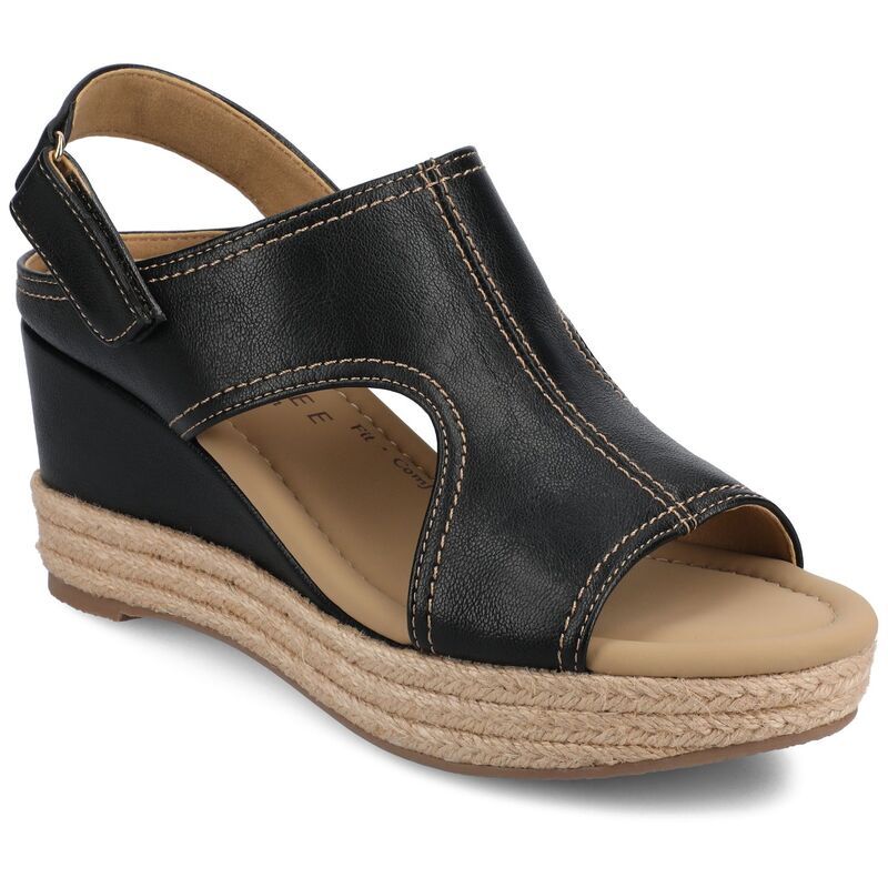 ジャーニー レディース シューズ サンダル アンクル Journee Rayleigh Wedge Ankle Strap Espadrille Womensandals Black ブラック