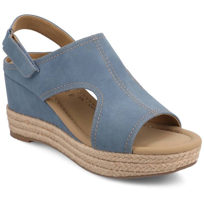 ジャーニー レディース シューズ サンダル アンクル Journee Rayleigh Wedge Ankle Strap Espadrille Womensandals Denim デニム