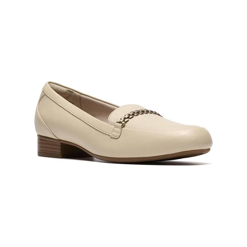 クラークス レディース シューズ スリッポン・ローファー レザー Clarks Juliet Mia Womens Leather SlipOn Loafers Cream Leather クリーム