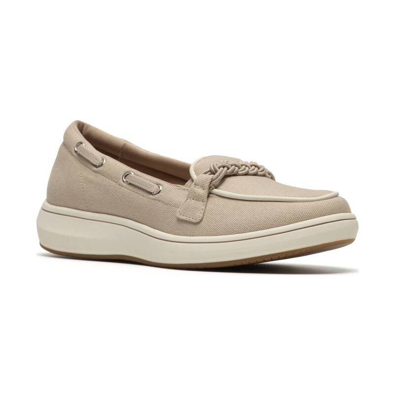 クラークス レディース シューズ Clarks Cloudsteppers BreezeSky Bay WomenslipOn Boat Shoesand Canvas サンド