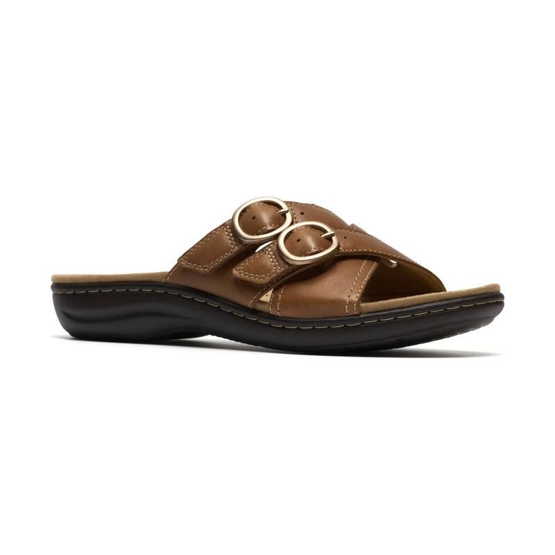 クラークス レディース シューズ サンダル レザー Clarks Laurieann Opal Womens Leather SlipOn Sandals Tan Leather タン