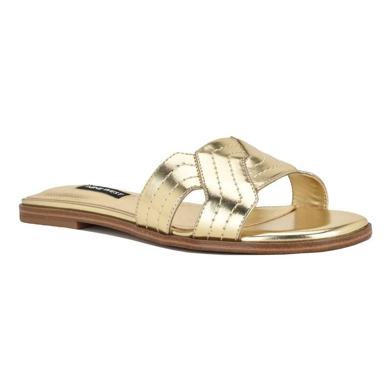 ナインウェスト レディース シューズ サンダル Nine West Gammy Womensquare Toe SlipOn Casual Flat Sandals Gold ゴールド