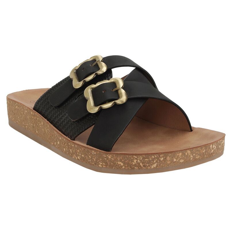 ヨキ レディース シューズ サンダル Yoki WLA05 WomenslipOn Crossover Double Buckle Sandals Black ブラック