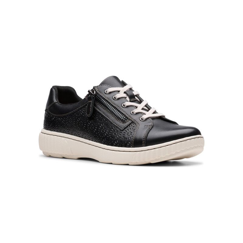 クラークス レディース シューズ スニーカー レザー Clarks Caroline Rio Womens Leather SlipOn Shoes Black Leather ブラック