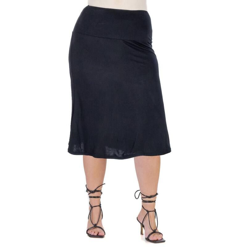 24 セブンコンフォート レディース ボトムスカート プラスサイズ ミディ Plusize 24seven Comfort Apparel Straight Midi Skirt Black ブラック