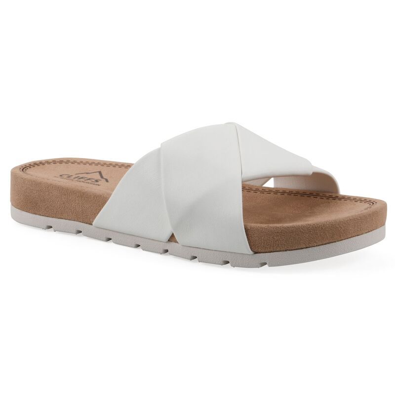 クリフバイホワイトマウンテン レディース シューズ サンダル Cliffs by White Mountain Tincie Womens Cushioned Slide Sandals White Smooth ホワイト