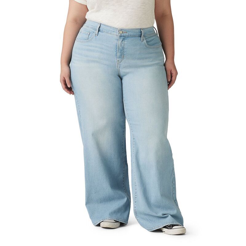 リーバイス レディース ボトムス デニムパンツ プラスサイズ ジーンズ Plusize Levis 318 Shaping WideLeg Jeans Tall Glass Of Water