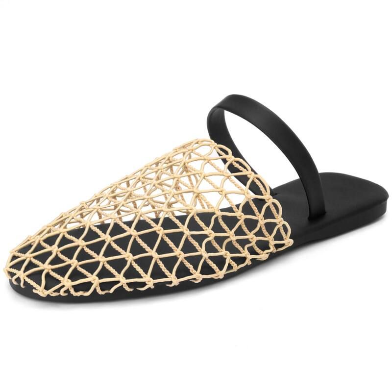 アレグラ ケー レディース シューズ サンダル メッシュ ALLEGRA K Womenslip on Mesh Flats Braided Slidesandals Khaki カーキ