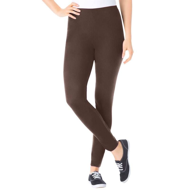 ウーマン ウィズイン レディース ボトムス カジュアルパンツ プラスサイズ コットン レギンス ニット Woman Within Plusize StretchCotton Knit PullOn Leggings Chocolate チョコレート