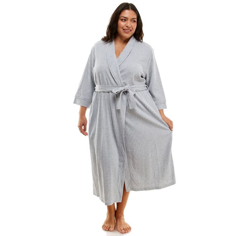 クロフト＆バロー レディース アンダーウェア ナイトウェア プラスサイズ ニット Plusize Croft BarrowaffleKnit Kimono Robe Grey Heather グレー