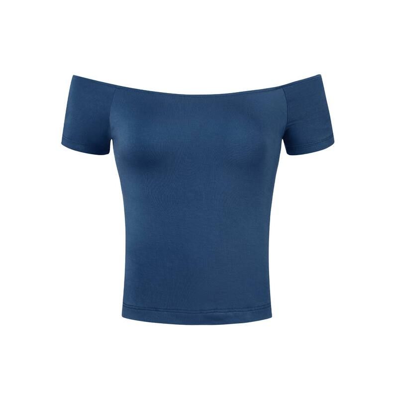 アレグラ ケー レディース トップス シャツ ブラウス ALLEGRA K Womenshort Sleeves Off the Shoulder Hipbone Length Solid Blouse Navy Blue ネイビー
