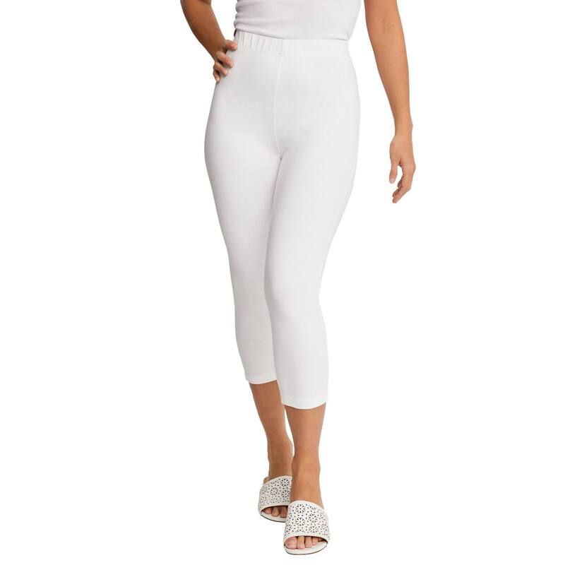 ジェシカロンドン レディース ボトムス カジュアルパンツ プラスサイズ コットン キャップ Jessica London Womens Plusizeveryday Stretch Cotton Capri Legging White ホワイト