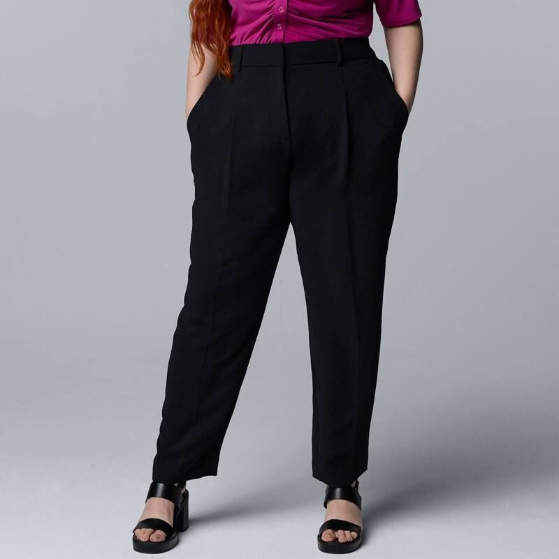 ヴェラウォン レディース ボトムス カジュアルパンツ クレープラスサイズ アンクル Plusize Simply Vera Wang Luxe Crepe Tapered Ankle Pants Black ブラック