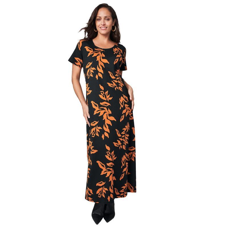 ジェシカロンドン レディース トップス ワンピース プラスサイズ プチ Tシャツ コットン マキシ Jessica London Womens Plusize Petite Stretch Cotton TShirt Maxi Dress Black Clov