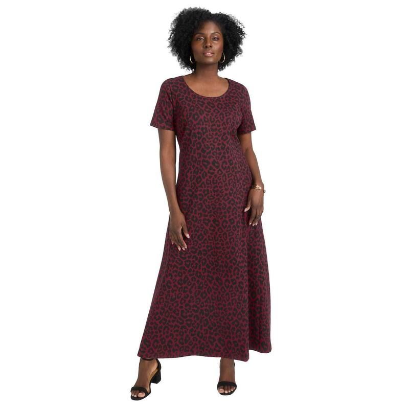 ジェシカロンドン レディース トップス ワンピース プラスサイズ プチ Tシャツ コットン マキシ Jessica London Womens Plusize Petite Stretch Cotton TShirt Maxi Dress Burgundy C