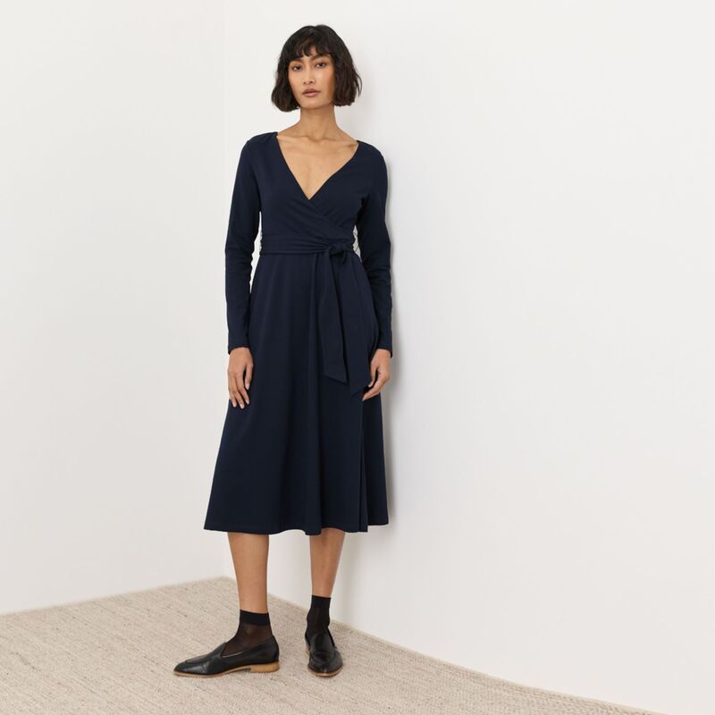 パクト レディース トップス ワンピース コットン Pact Fit Flare Wrap Dress Made With Organicottonavy ネイビー
