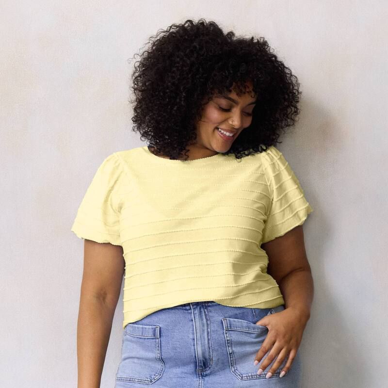 LC Lauren Conrad レディース トップス Tシャツ プラスサイズ Plusize LC Lauren Conrad Bubble Sleeve Tee Butter