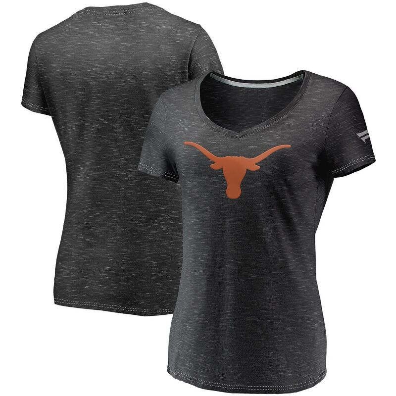 ファナティクス レディース トップス Tシャツ Vネック ロゴ Womens Fanatics Charcoal Texas Longhorns Primary Logo SpaceDye VNeck TShirtex Charco チャコール
