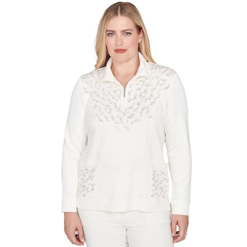 アルフレッド ダナー レディース トップス シャツ トール ニット Womens Alfredunner Metallic Studded Animal Pattern Knitop Vanilla メタリック