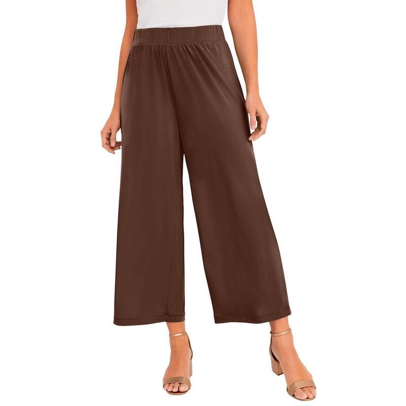 ジェシカロンドン レディース ボトムス カジュアルパンツ ワイドレッグ プラスサイズ ニット Jessica London Womens Plusize Stretch Knit Wide Leg Cropant Rich Brown ブラウン