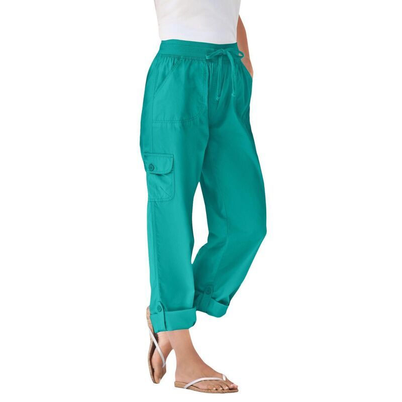 ウーマン ウィズイン レディース ボトムス カジュアルパンツ カーゴパンツ プラスサイズ プチ キャップ Woman Within Plusize Petite Convertiblength Cargo PantCapri Waterfall