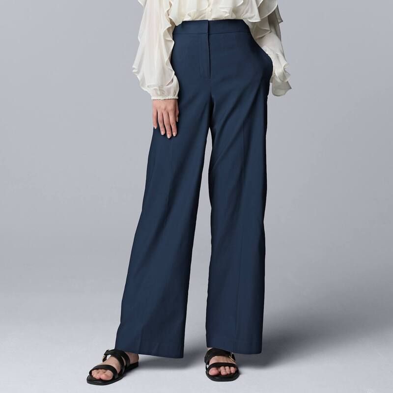 ヴェラウォン レディース ボトムス カジュアルパンツ ワイドレッグ Womensimply Vera Wang Luxe Twill Wide Leg Pants Liberty Navy ネイビー