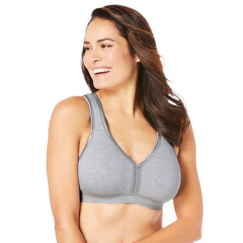 コンフォート チョイス レディース アンダーウェア ブラジャー プラスサイズ Comfort Choice Womens Plusize Wireless Backclose Lounge Bra Heather Grey グレー