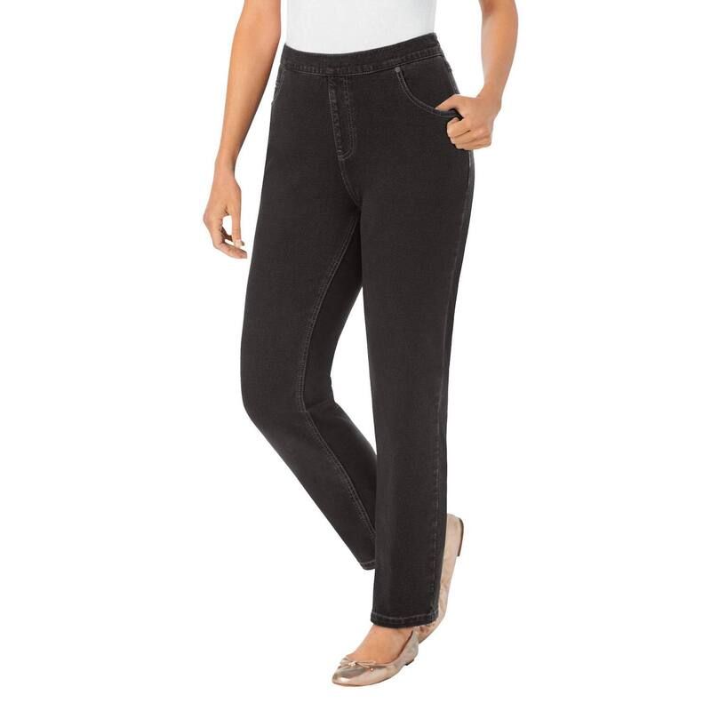 ウーマン ウィズイン レディース ボトムス デニムパンツ プラスサイズ ニット ジーンズ Woman Within Plusize StraightLeg Stretch Knit Denim FivePocket Jeans Black Wash ブラック 17,266円
