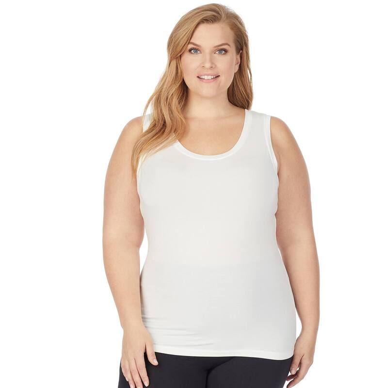 クドルドッズ レディース トップス Tシャツ プラスサイズ Plusize Cuddl Dudsoft Wear with Stretch Reversible Tank Top Ivory アイボリー