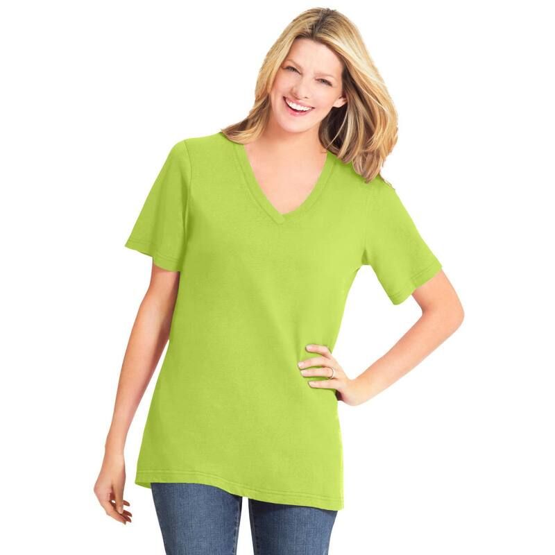 ウーマン ウィズイン レディース トップス Tシャツ Vネック プラスサイズ 半袖 Woman Within Plusize Perfect ShortSleeve VNeck Tee Lime ライム 7,784円