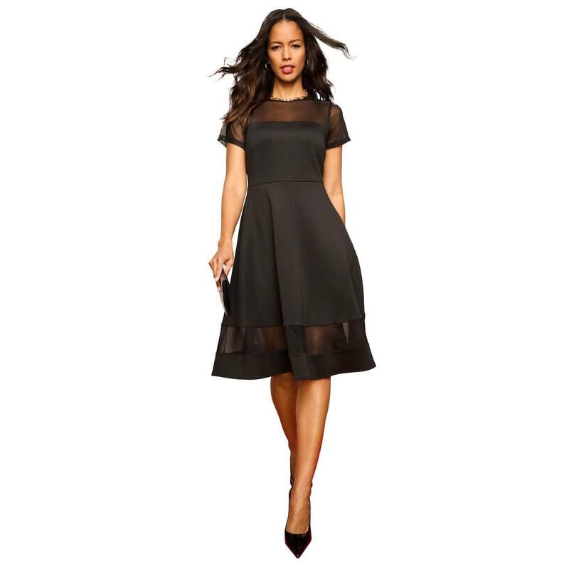 ロアマンズ レディース トップス ワンピース プラスサイズ スキューバ Roamans Womens Plusize Scuba Illusion Yoke Dress Black ブラック