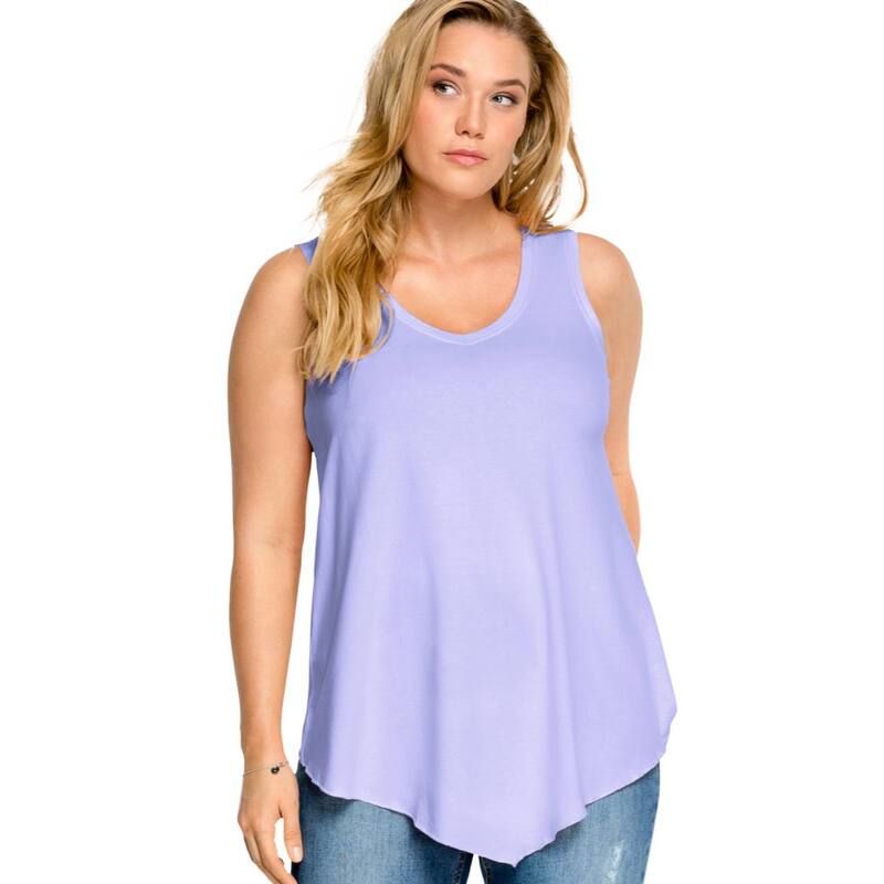 Ellos レディース トップス Tシャツ Vネック プラスサイズ ellos Plusize VNeck Pointed Frontank Pretty Lavender ラベンダー