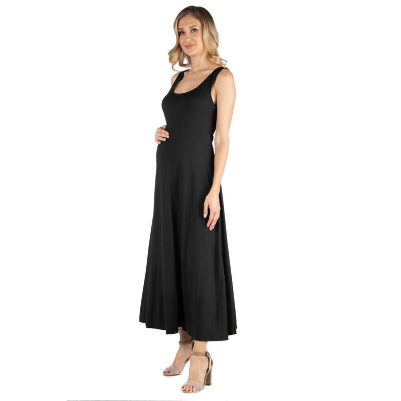24 セブンコンフォート レディース トップス ワンピースリムフィット A ライン ノースリーブ マタニティ マキシ Maternity 24Seven Comfort Apparel Slim Fit ALine Sleeveless Maxi Dress