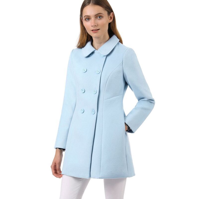 アレグラ ケー レディース アウター ジャケット・ブルゾン コート ALLEGRA K Womens Peter Pan Collar Double Breasted Long Sleeve Winter Coat Blue ブルー