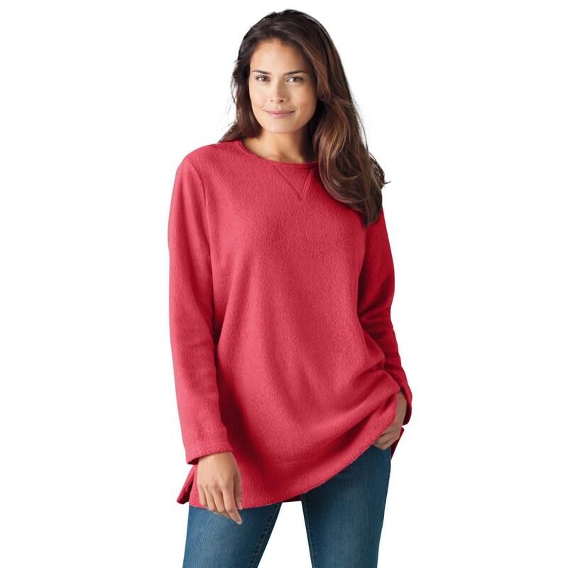 ウーマン ウィズイン レディース トップス Tシャツ プラスサイズ スウェット Woman Within Plusize Sherpa Sweatshirt Classic Red レッド