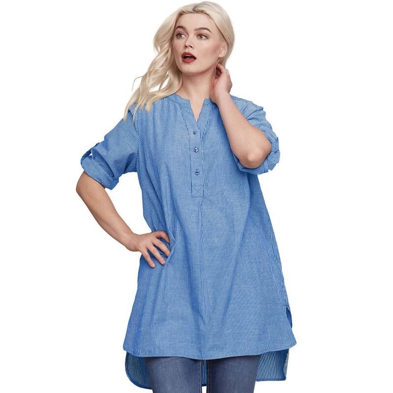 Ellos レディース トップス Tシャツ リラックスフィット プラスサイズ コットン ellos Plusize ThreeQuarter Sleeve Roll Tab Relaxed Fit 100 Cotton Henley Tunic Ultrama