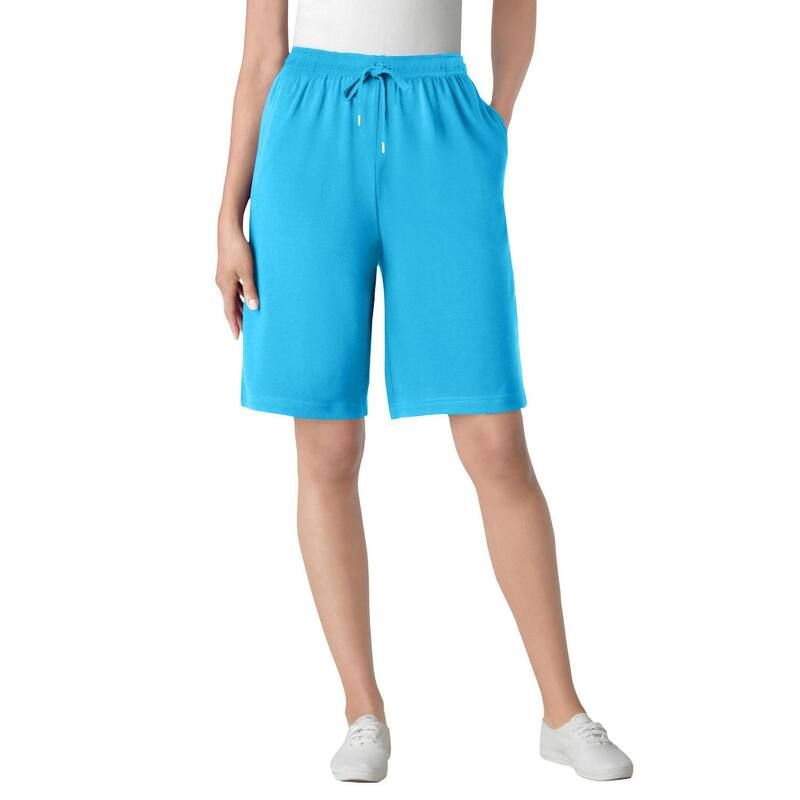 ウーマン ウィズイン レディース ボトムス ハーフパンツ・ショーツ プラスサイズ ニット Woman Within Plusize Sport Knit Short Paradise Blue ブルー